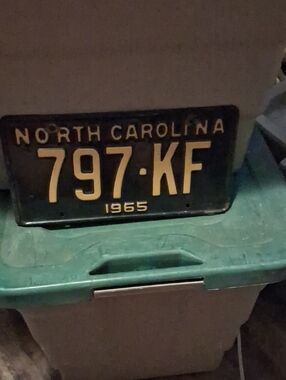 Vintage North Carolina Black and Cream License Plate